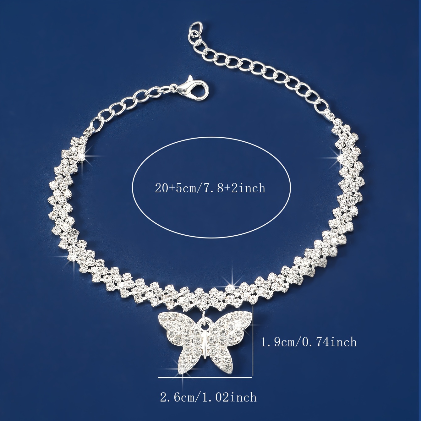 Butterfly Pendant Bracelet with Rhinestones
